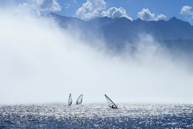  Windsurfing in the fog, Walchensee gallery