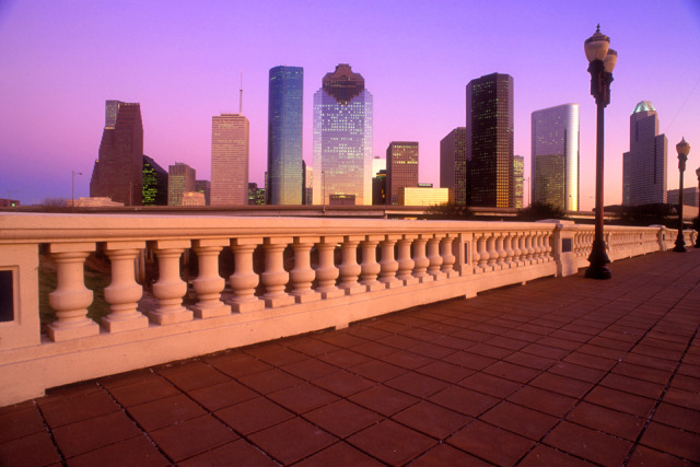  Subject: Houston skyline at dusk from the Sabine Bridge gallery