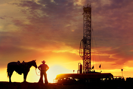  Subject: Cowboy with horse at a workover rig gallery